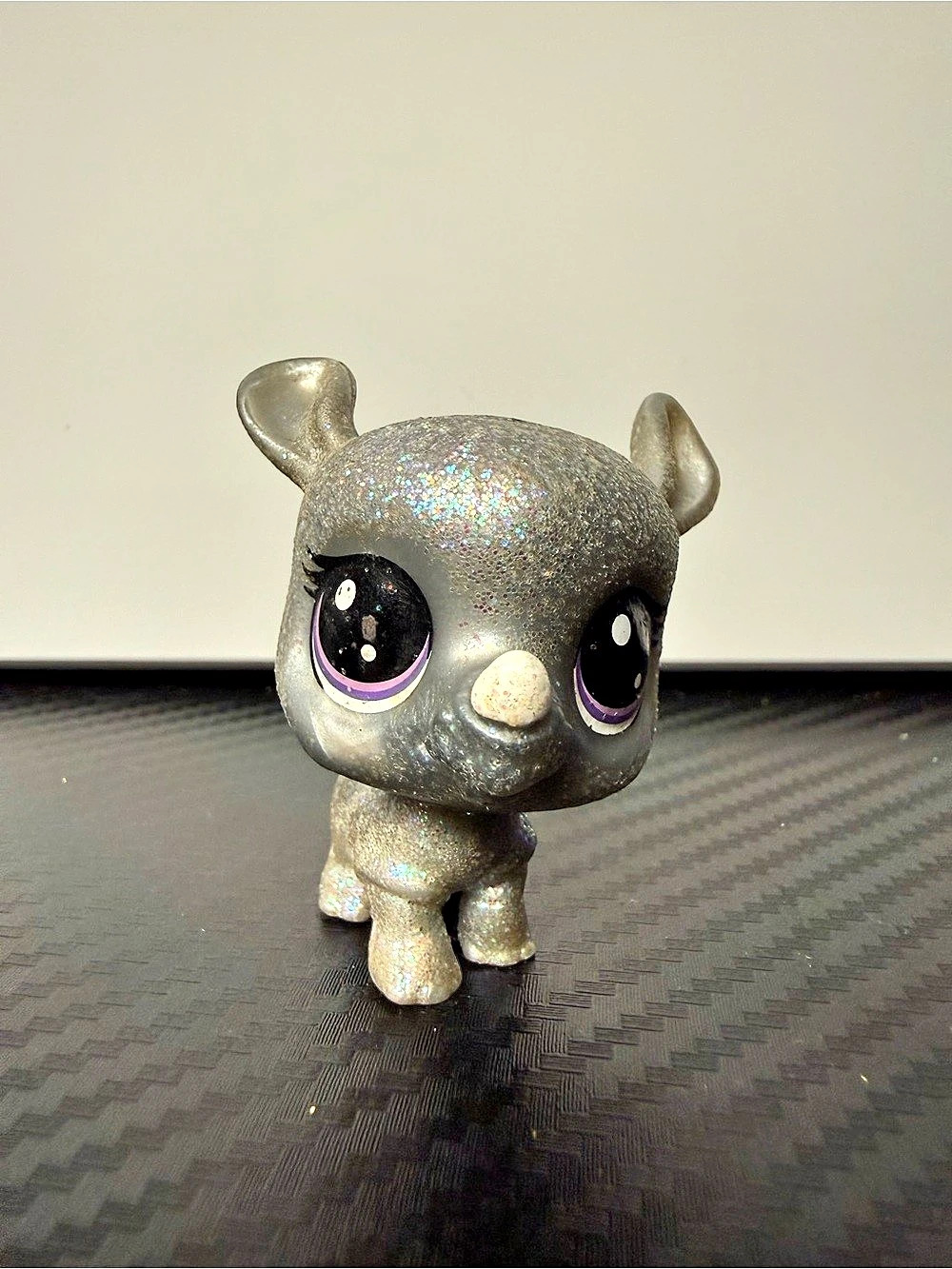 LPS #2-S19 Prisma Rhinostar Silver Glitter Rhino Purple Eyes